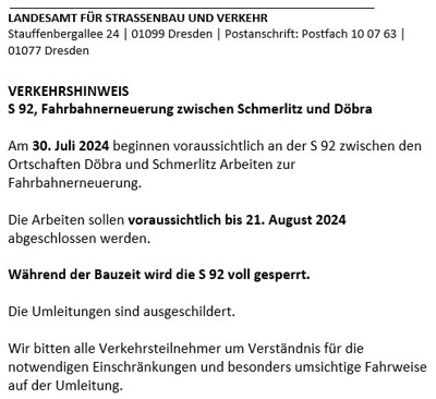 Döbra Fahrbahnerneuerung 08/2024