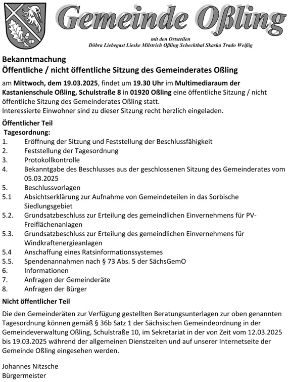 Einladung zur GR-Sitzung 03/2025