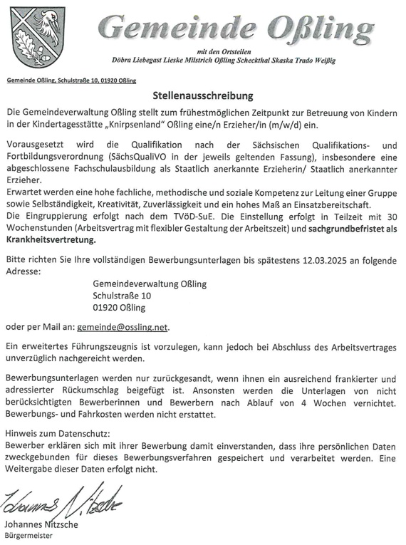 Kita-Stellenausschreibung