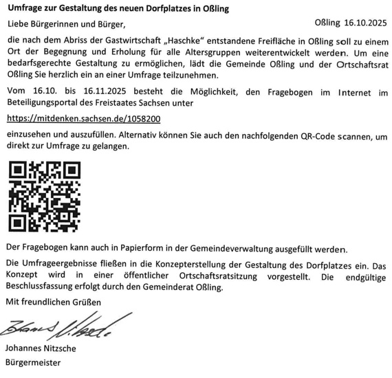 Oßling: Umfrage Dorfplatz