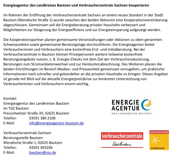 Verbraucherzentrale - Energieagentur - Kooperation